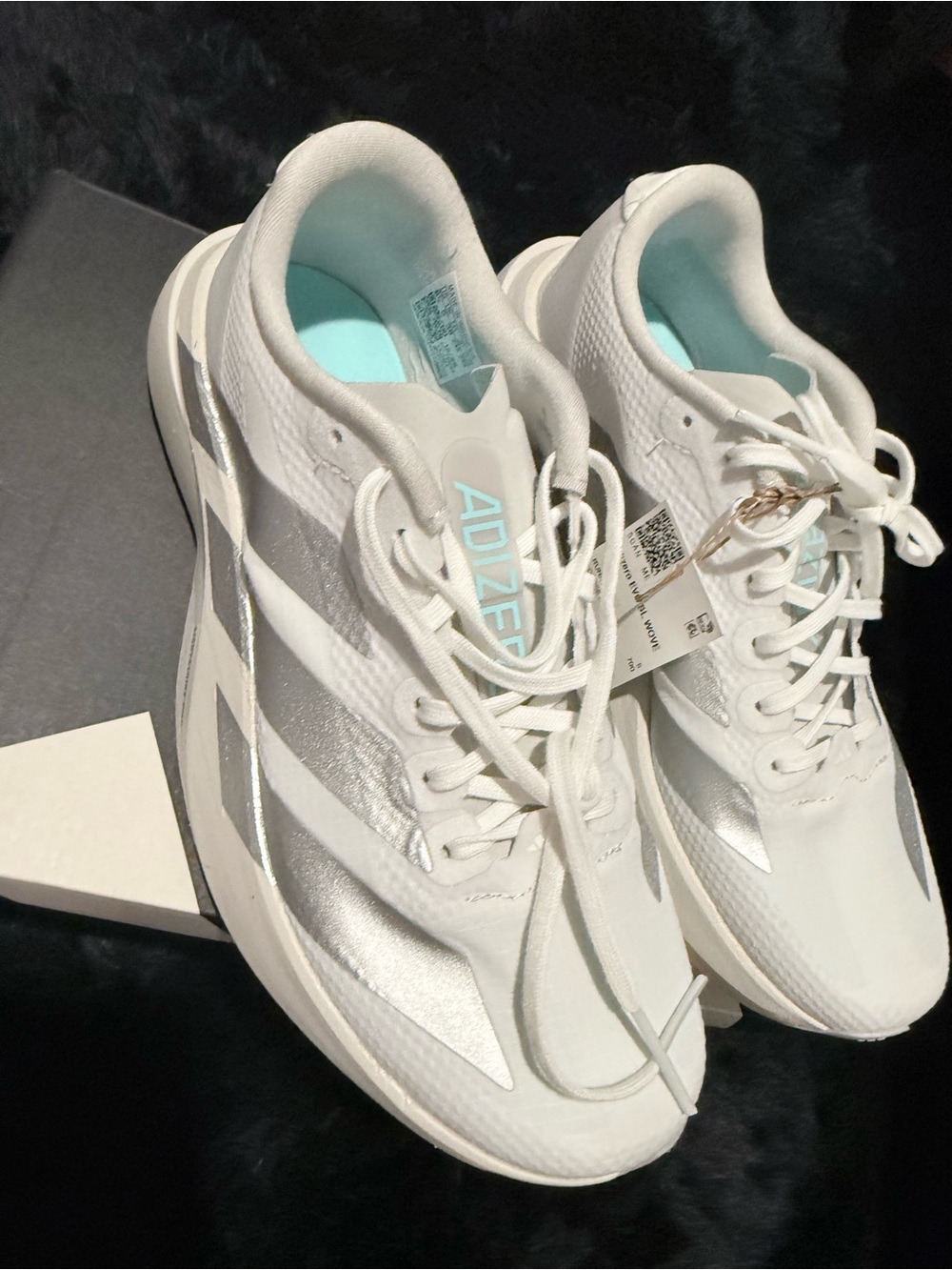 adidas Adizero Women's White and Silver Running Sneakers
